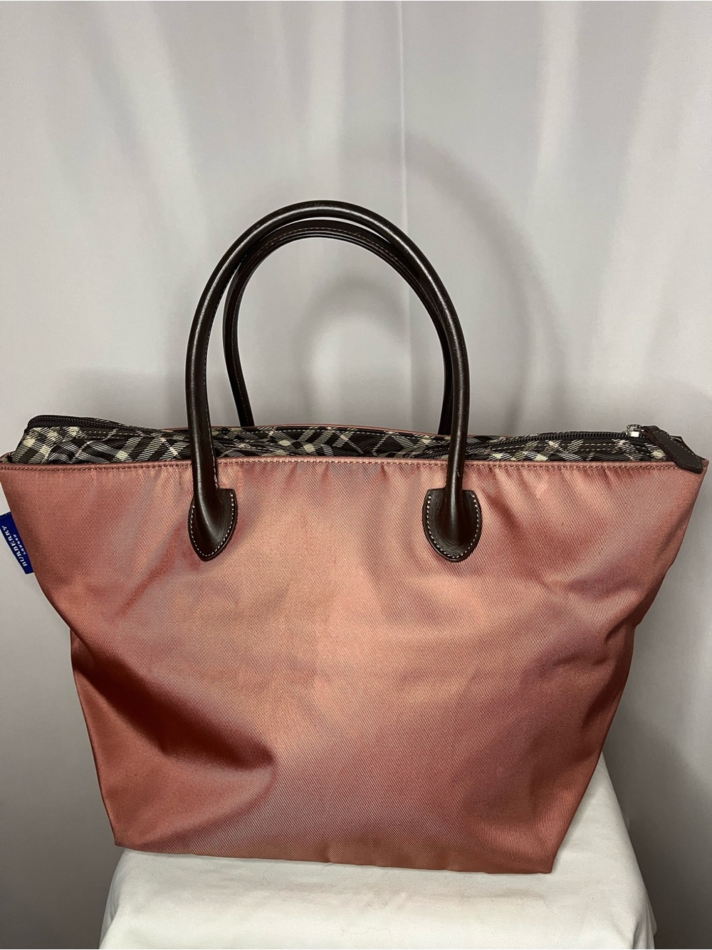 Burberry London blue label nova check pink & brown tote bag